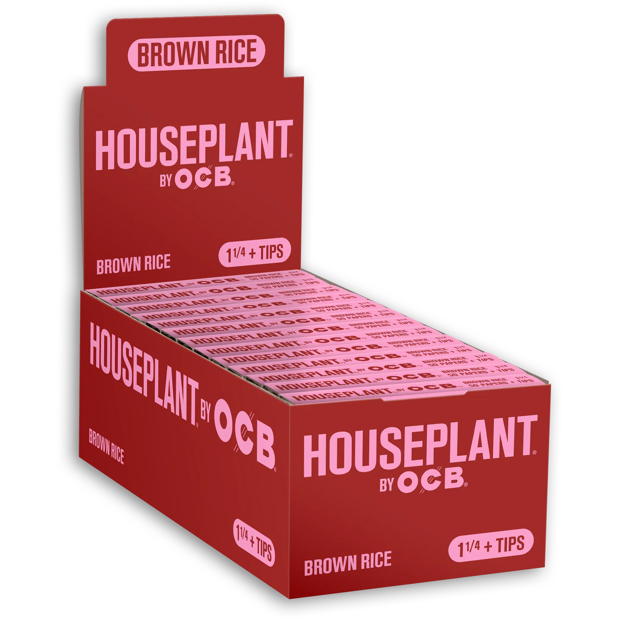 HOUSEPLANT BY OCB 1 1/4 + TIPS BROWN RICE PAPER 50-PACK - DISPLAY OF 24