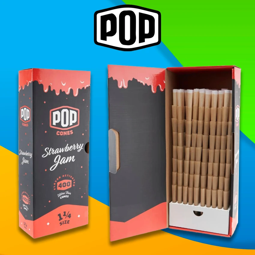 POP CONES 1 ¼ SIZE PRE-ROLLED CONES WITH FLAVOR TIP 400CT BULK