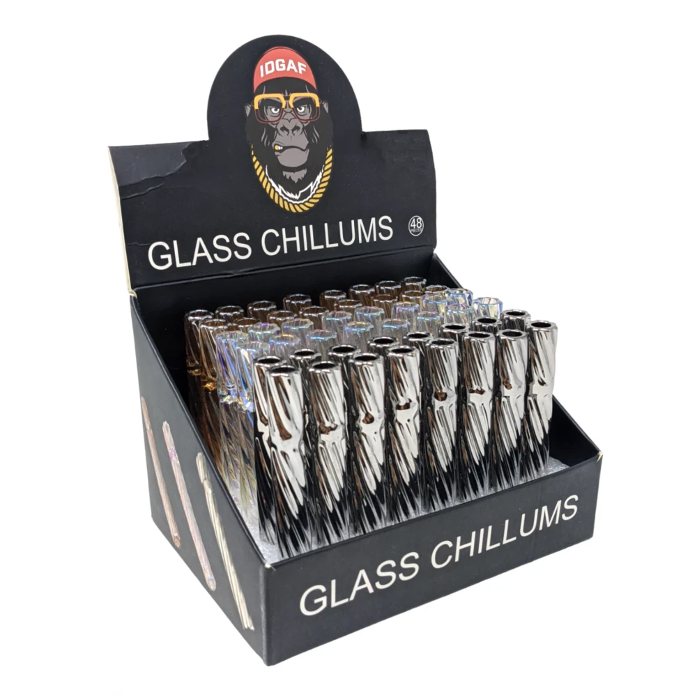 HIGH POINT GLASS - SPIRAL FUMED ART CHILLUMS DISPLAY 48CT