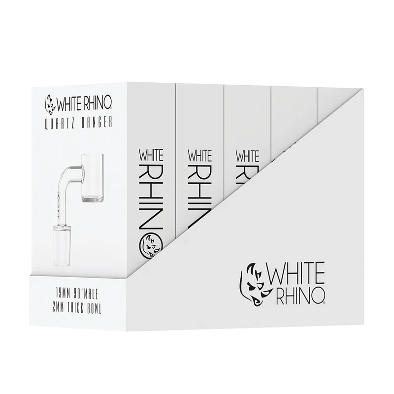 WHITE RHINO 19MM 90° MALE QUARTZ BANGER 2MM - 5CT DISPLAY