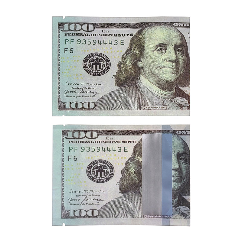 SMELL PROOF BAGS 3.5G $100 BILL #1 - BAG OF 50 COUNT - (BMN-5)
