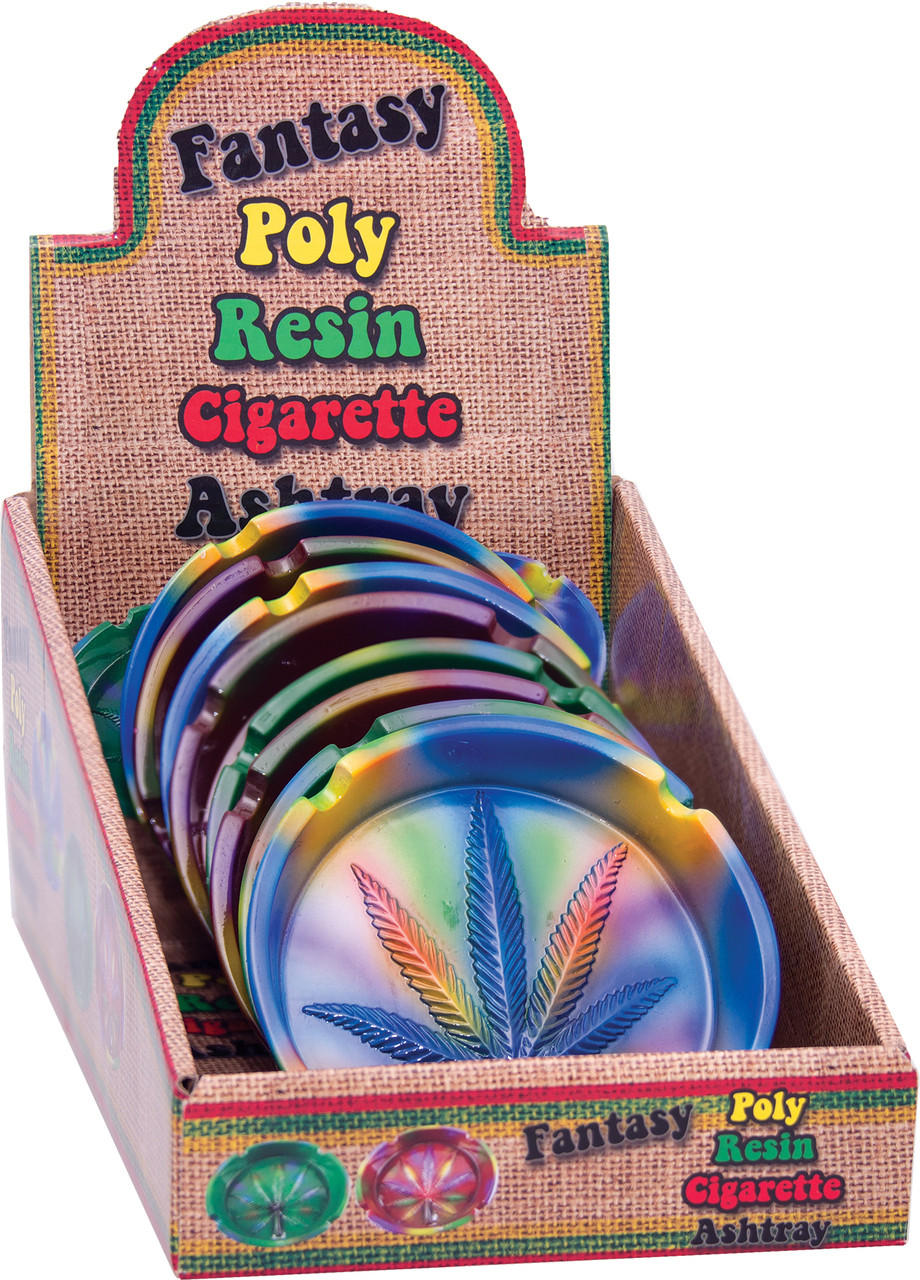 FUJIMA LEAF POLY RESIN CIGARETTE ASHRAY - 8CT