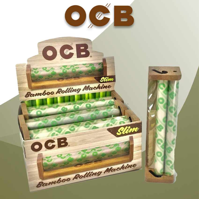 OCB SLIM 100MM BAMBOO WOOD ROLLING MACHINE DISPLAY - 6CT