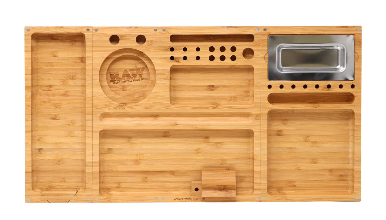 RAW MAGNET TRIPLE FLIP BAMBOO ROLLING TRAY (RAW61)