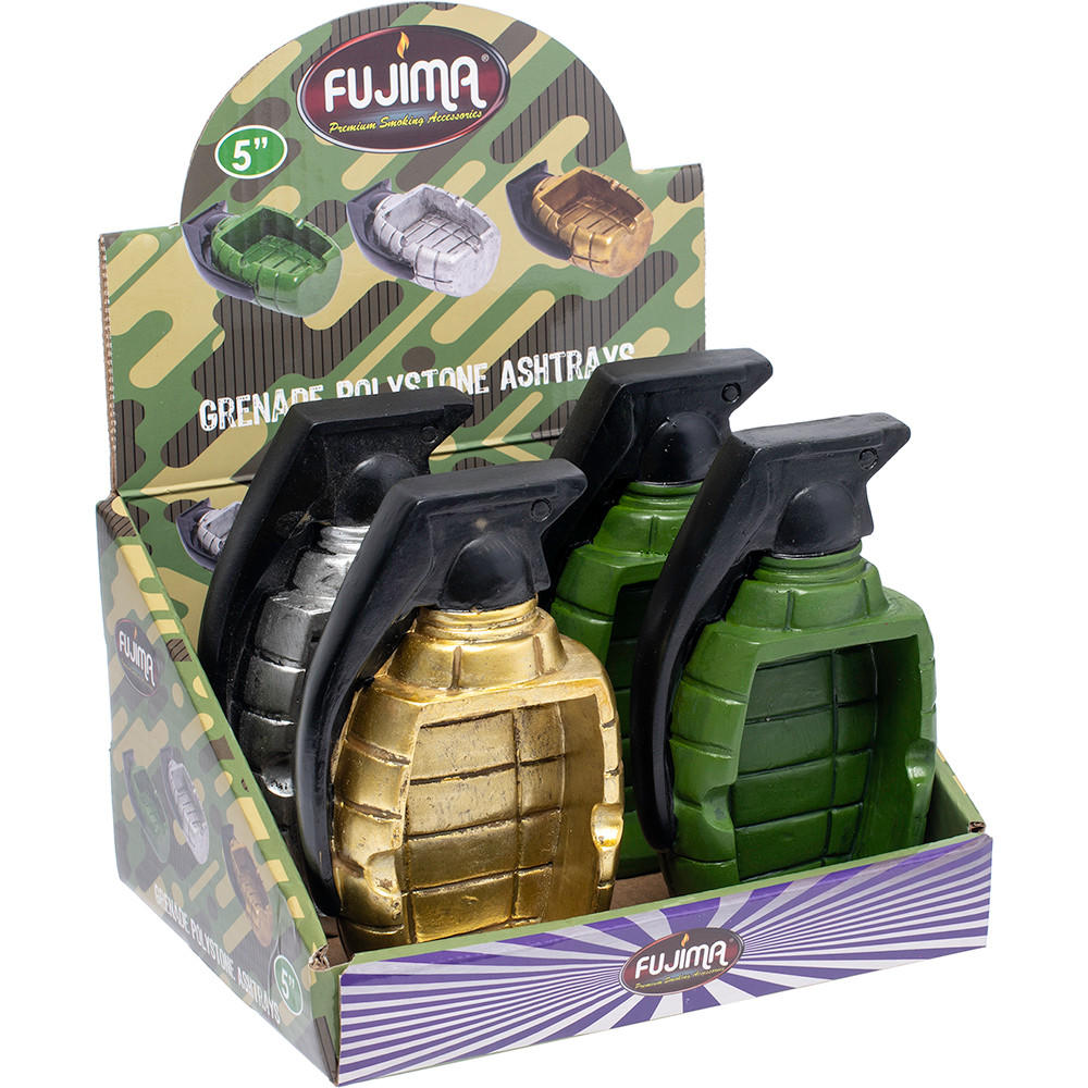 FUJIMA GRENADE POLYSTONE ASHTRAYS - 4CT DISPLAY