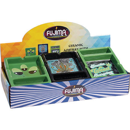 FUJIMA - CERANUC ASHTRAY WITH STASH TARY - 6CT DISPLAY
