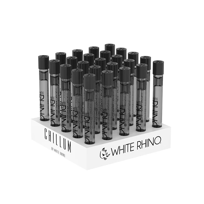 WHITE RHINO BLACK CHILLUM WITH SELECONE CAP - DISPLAY OF 25