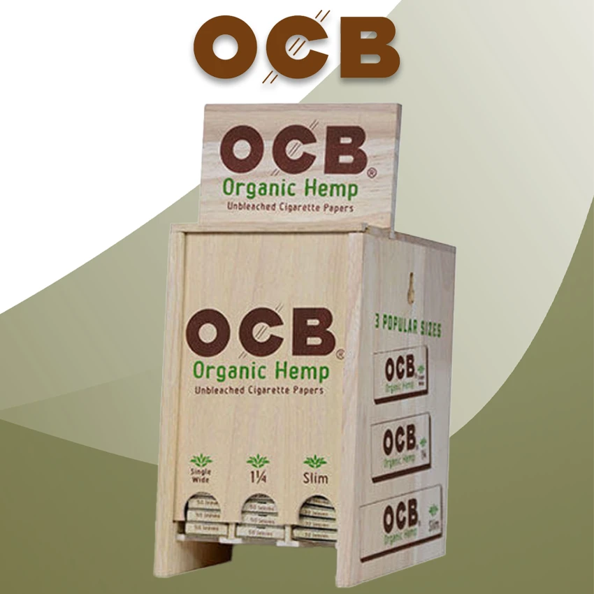 OCB ORGANIC HEMP ROLLING PAPER DISPLAY 3 SIZES - 72CT
