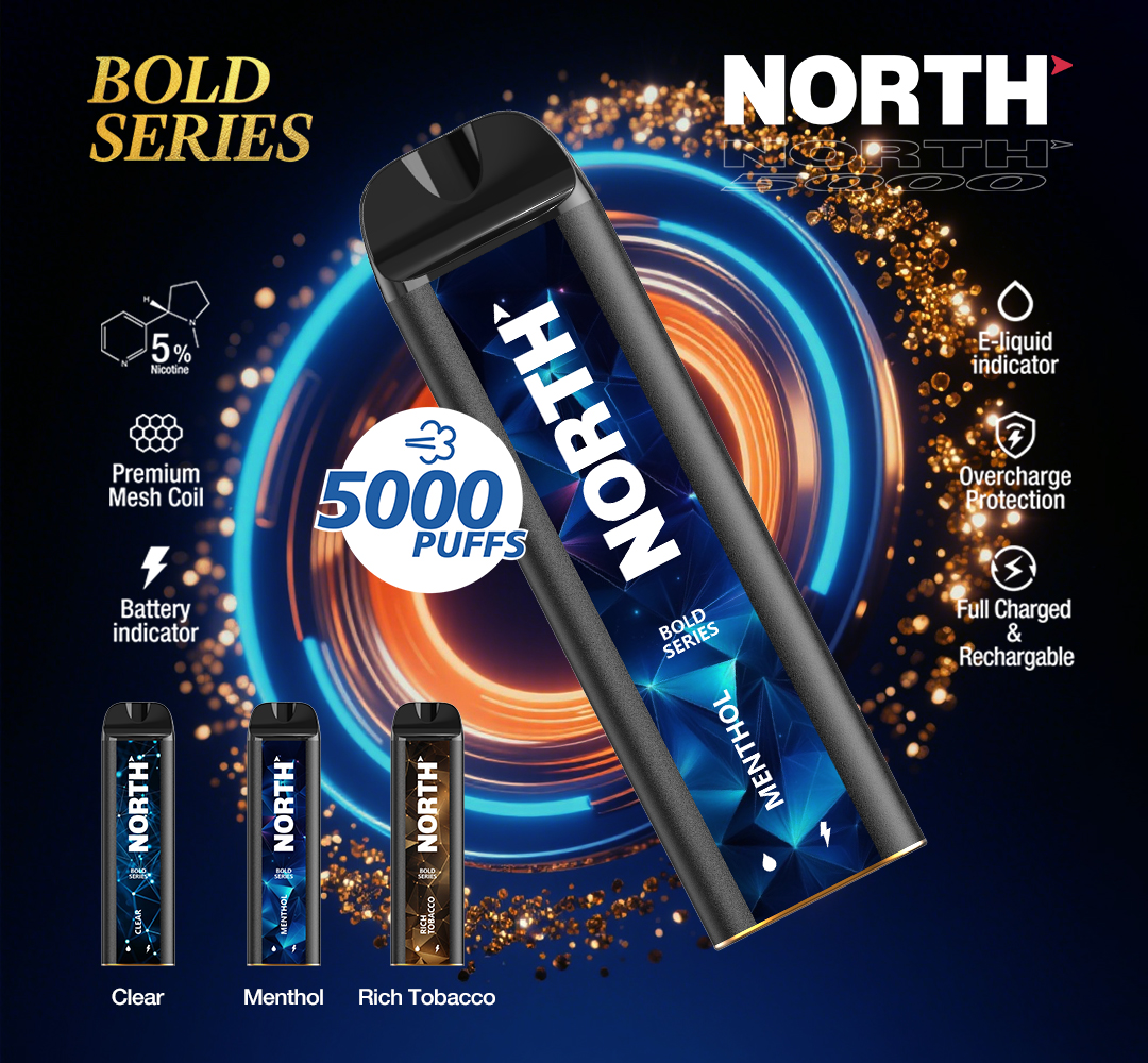NORTH (BOLD SERIES) 5000 PUFFS DISPOSABLE VAPE - DISPLAY OF 5