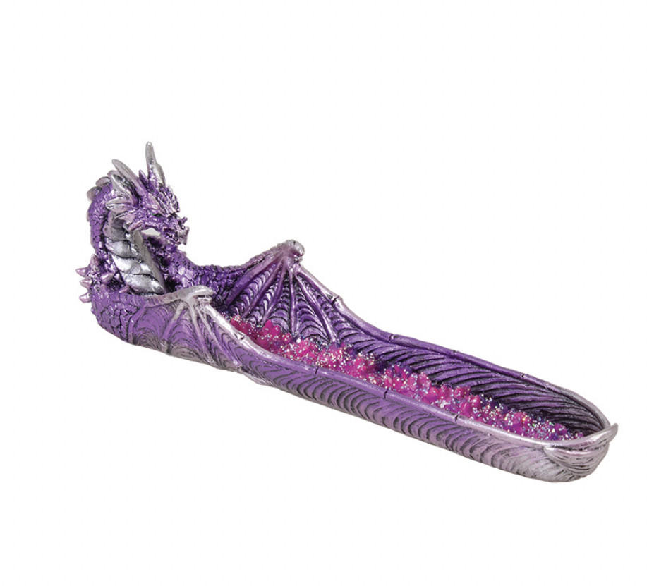 PURPLE DRAGON CRYSTAL POLYSTONE INCENSE BURNER - 1CT