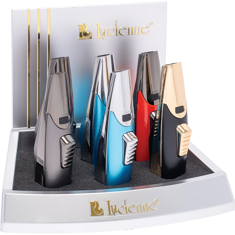 LUCIENNE SINGLE TORCH FLAME LIGHTER DISPLAY - DISPLAY OF 6
