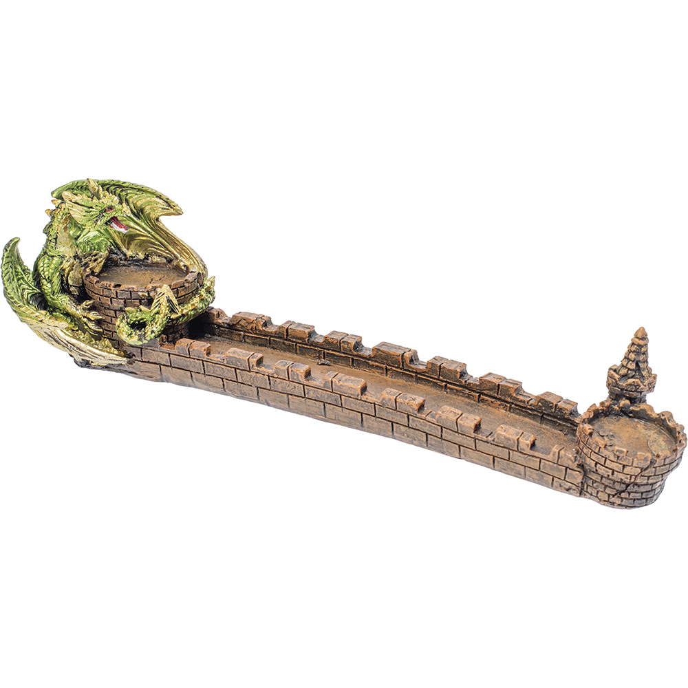 FUJIMA GREEN DRAGON CASTLE POLYSTONE INCENSE BURNER