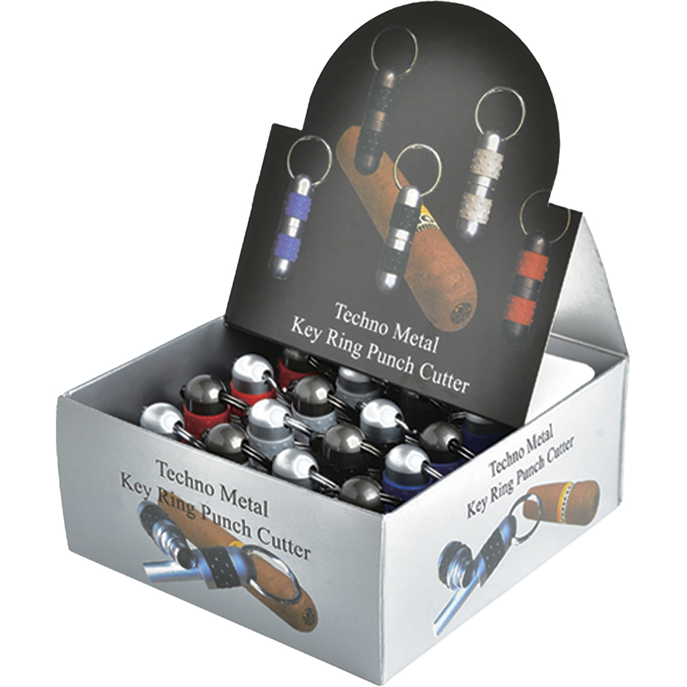 TECHNO METAL CIGAR PUNCH W/ KEY RING - DISPLAY OF 20