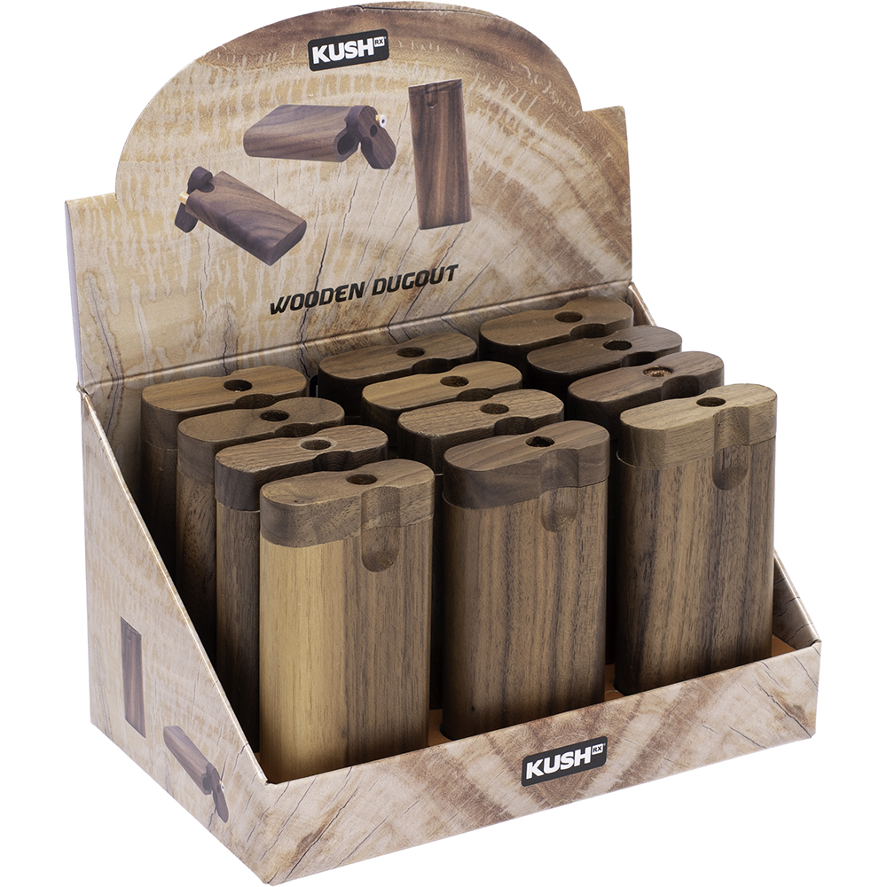 KUSHRX WOODEN DUGOUT - DISPLAY OF 12