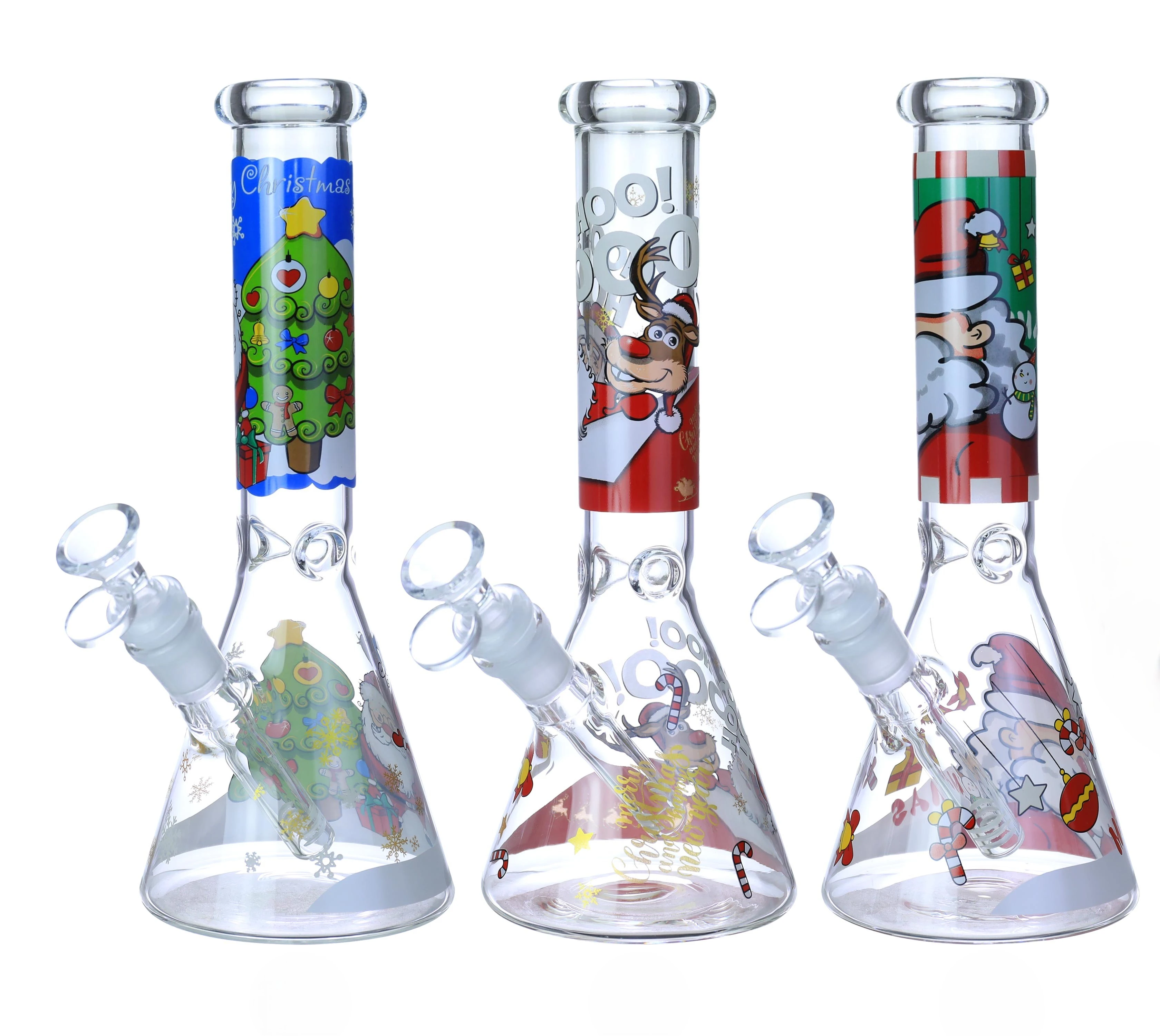 PREMIUM CHRISTMAS BEAKER GLASS WATERPIPE 10"