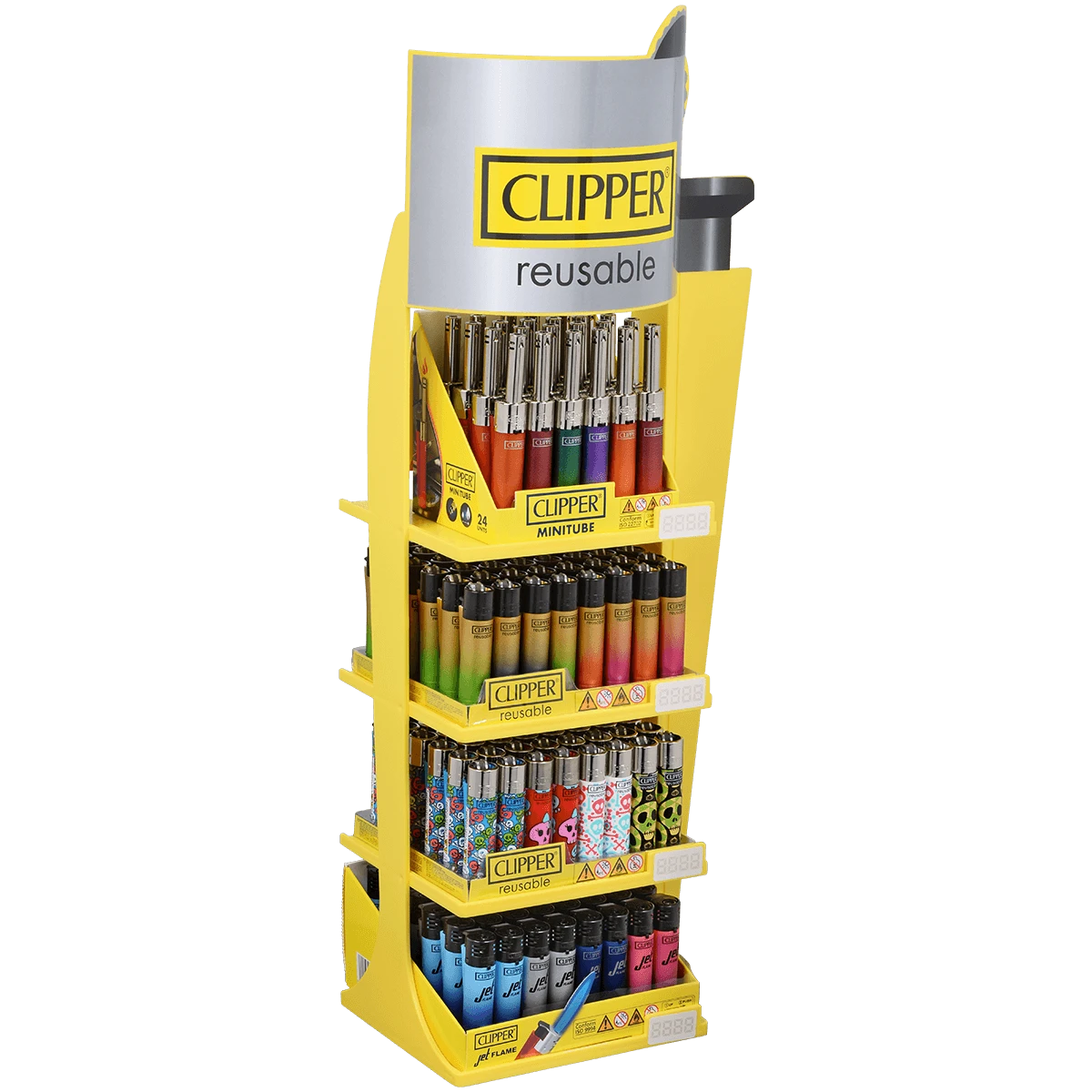CLIPPER 4-TIER VARIETY CONVENIENCE SOLUTIONS LIGHTERS DISPLAY OF 168
