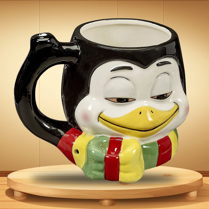STONED PENGUIN CERAMIC MUG HANDPIPE - 1CT