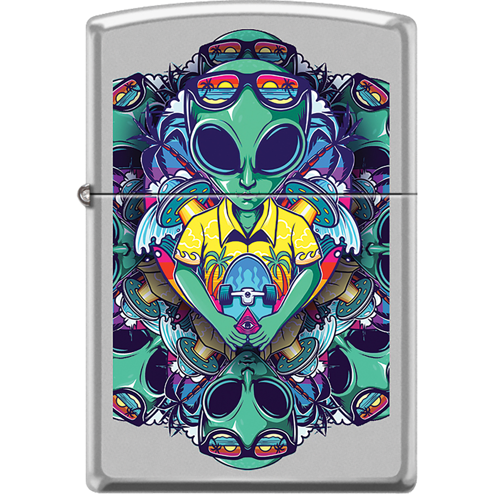 ZIPPO ALIEN WITH SKATEBOARD KALEIDOSCOPE LIGHTER