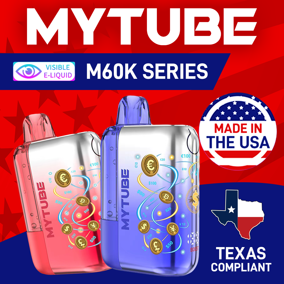 MYTUBE PLUS 60,000 PUFFS DISPOSABLE VAPE - DISPLAY OF 5