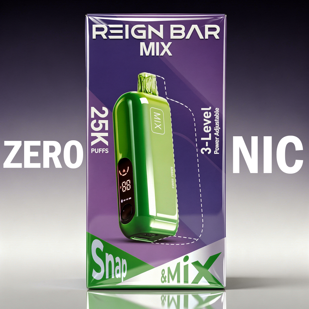 REIGN BAR MIX 25,000 PUFFS (ZERO NIC) DISPOSABLE VAPE (POD ONLY) - DISPLAY OF 5