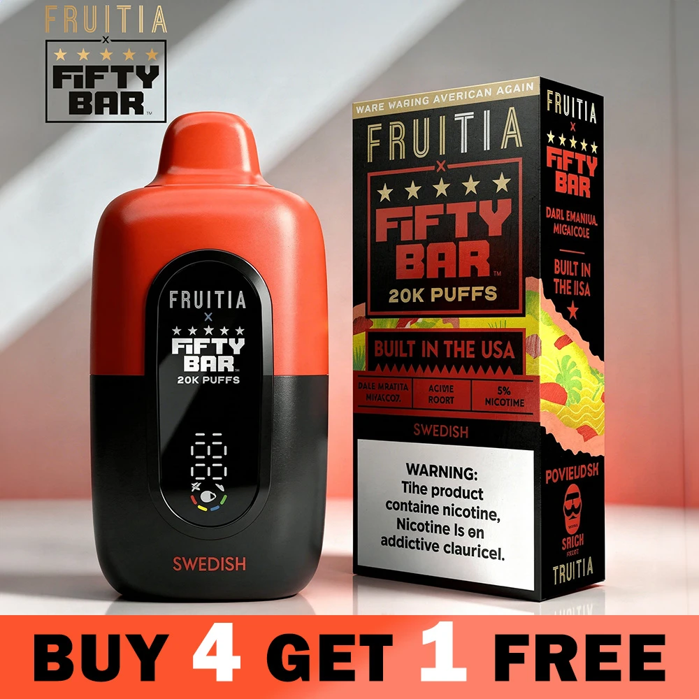 FIFTY BAR X FRUITIA 20,000 PUFFS DISPOSABLE VAPE - DISPLAY OF 5