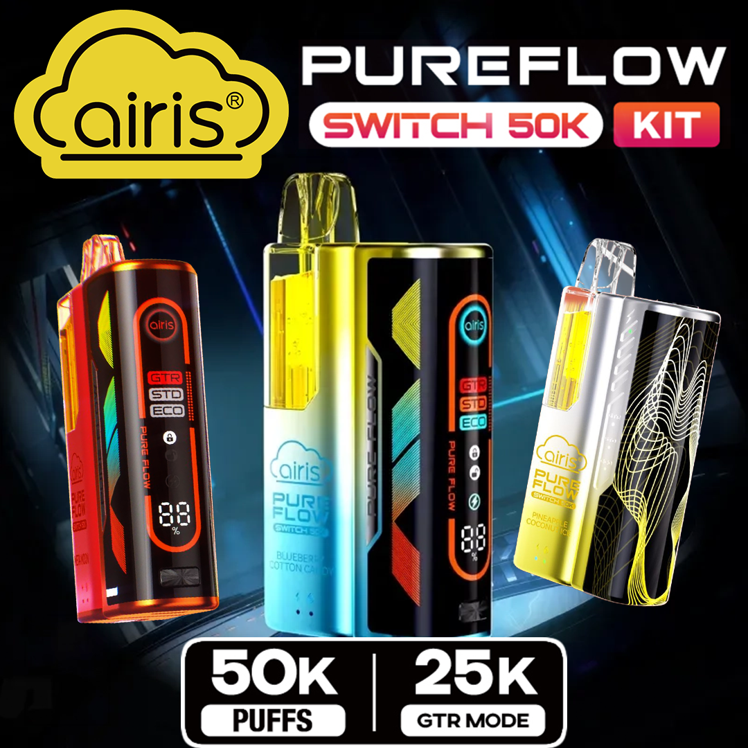 AIRIS PURE FLOW SWITCH 50,000 PUFFS DISPOSABLE VAPE - DISPLAY OF 5