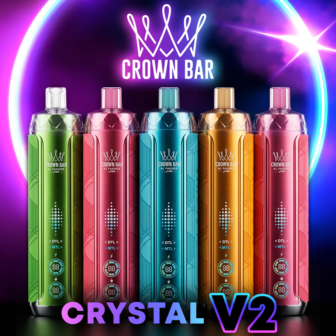 AL FAKHER CROWN BAR CRYSTAL V2 12,000 PUFFS DISPOSABLE VAPE - DISPLAY OF 5