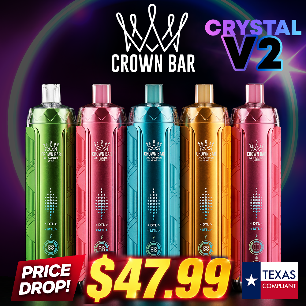 AL FAKHER CROWN BAR CRYSTAL V2 12,000 PUFFS DISPOSABLE VAPE - DISPLAY OF 5
