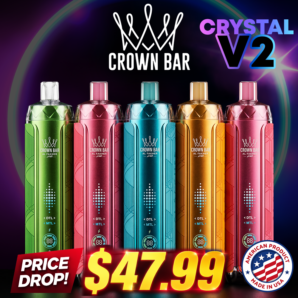 AL FAKHER CROWN BAR CRYSTAL V2 12,000 PUFFS DISPOSABLE VAPE - DISPLAY OF 5