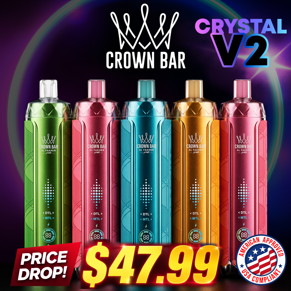 AL FAKHER CROWN BAR CRYSTAL V2 12,000 PUFFS DISPOSABLE VAPE - DISPLAY OF 5