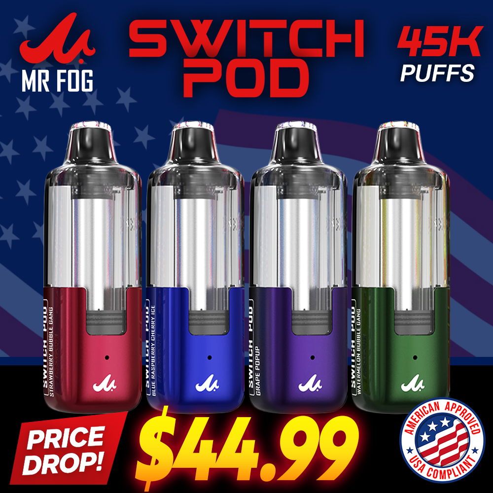 MR FOG SWITCH 45,000 PUFFS (ONLY POD) DISPOSABLE VAPE - DISPLAY OF 5 (USA COMPLIANT VAPE)