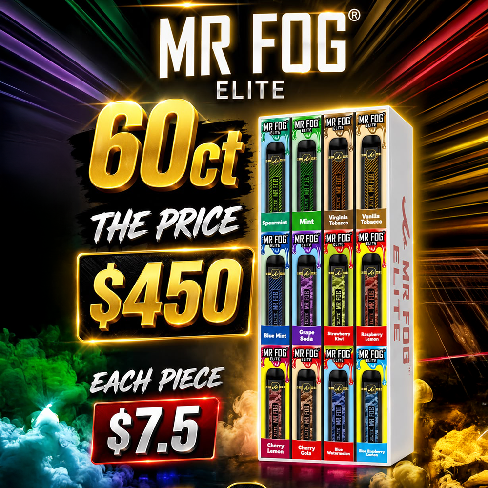 MR FOG ELITE 5,000 PUFFS DISPOSABLE VAPE COUNTER DISPLAY OF 60