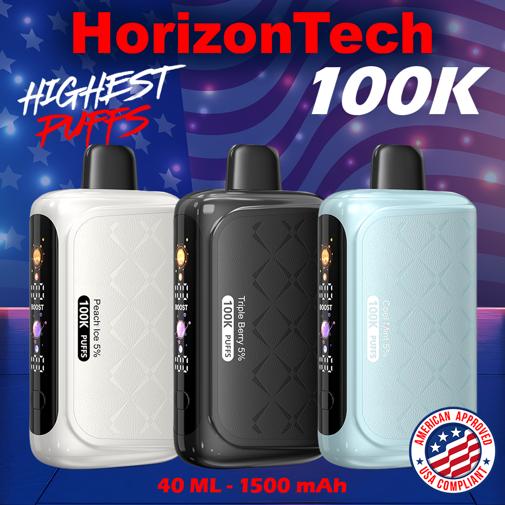 HORIZONTECH 100,000 PUFFS DISPOSABLE VAPE - DISPLAY OF 5