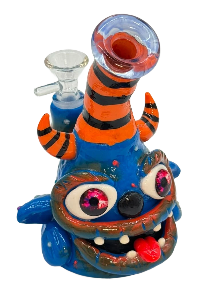 HEAVY HAPPY MONSTER GLASS WATERPIPE 7"