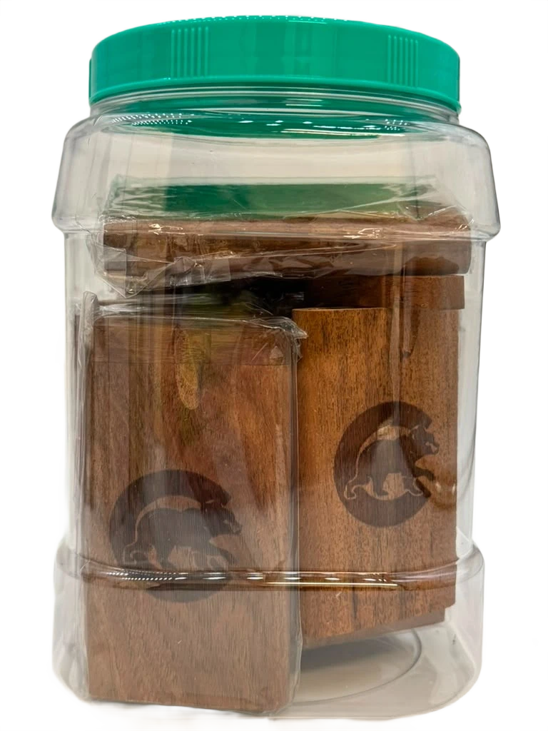 CUBS WOODEN DUGOUT WITH METAL CIGARETTE 4" - JAR OF 12