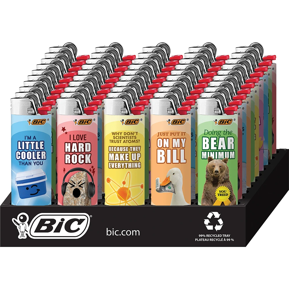 WITTY SERIES BIC LIGHTER DISPLAY - DISPLAY OF 50