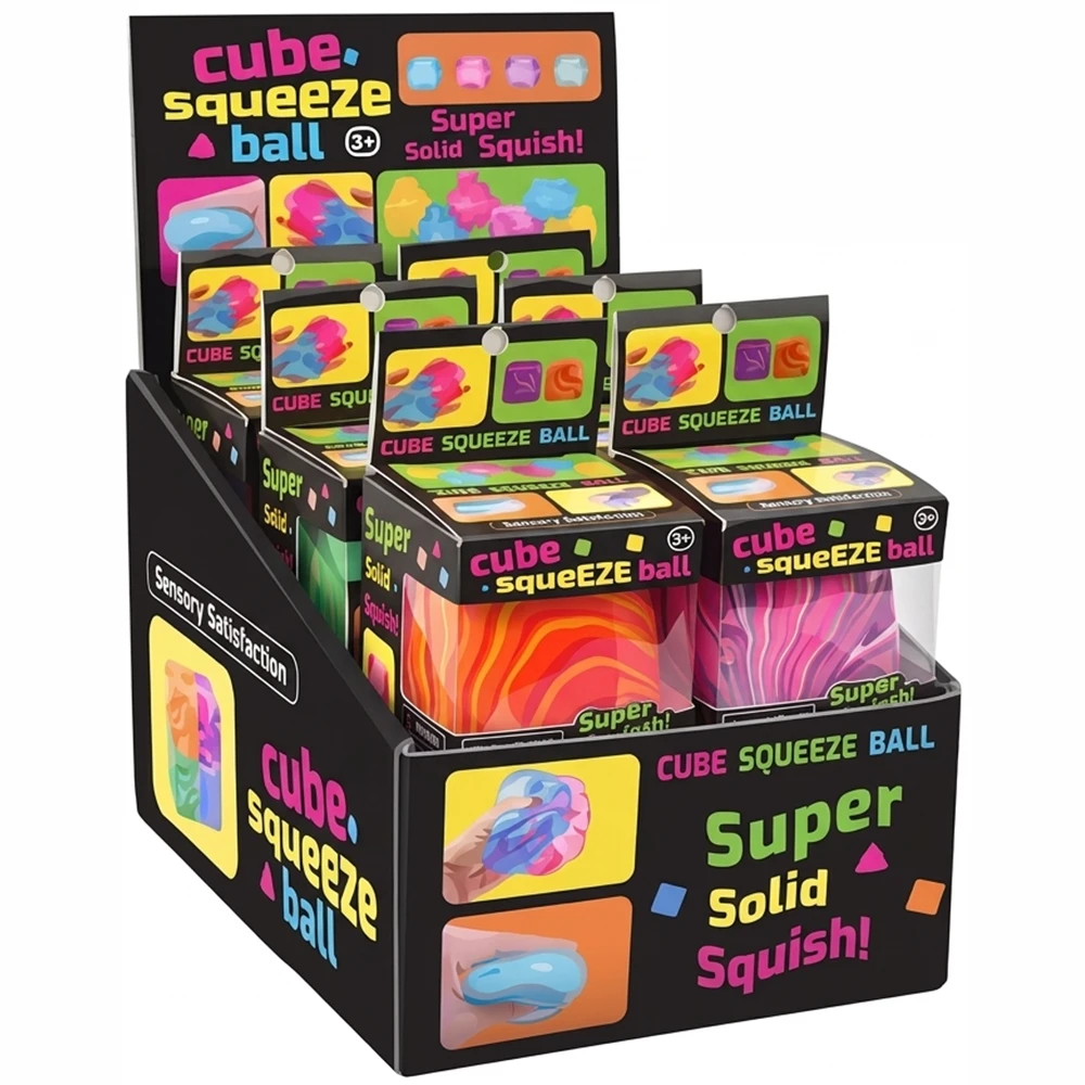 SQUEEZE SUPER SOLID SQUISH CUBE - DISPLAY OF 12