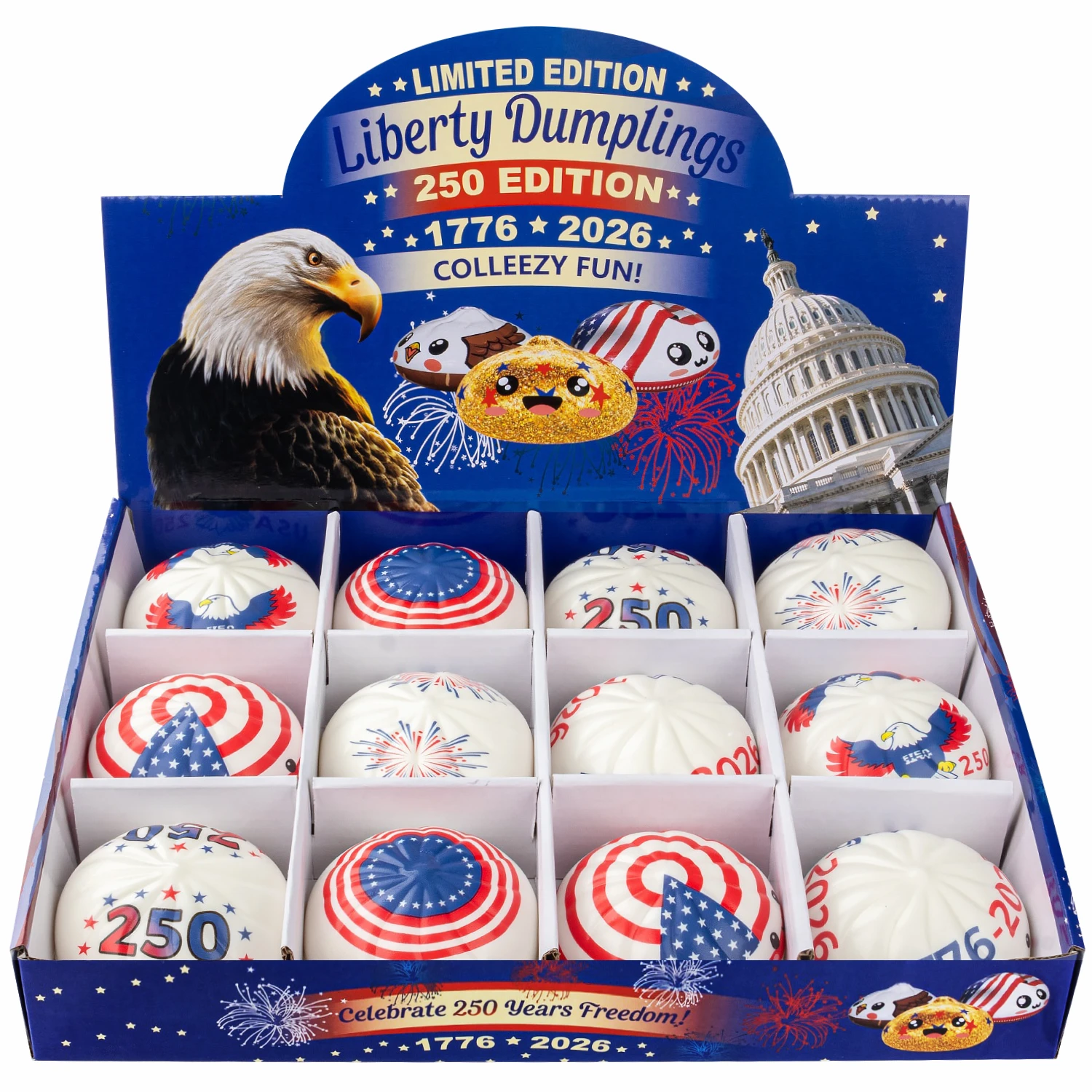 LIMITED EDITION LIBERTY DUMBLINGS SQUISH TOY - DISPLAY OF 12