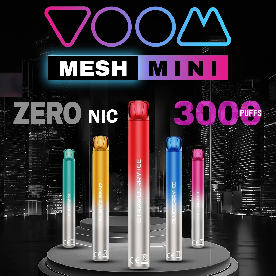 VOOM (ZERO NICOTINE) 3,000 PUFFS DISPOSABLE VAPE - DISPLAY OF 5