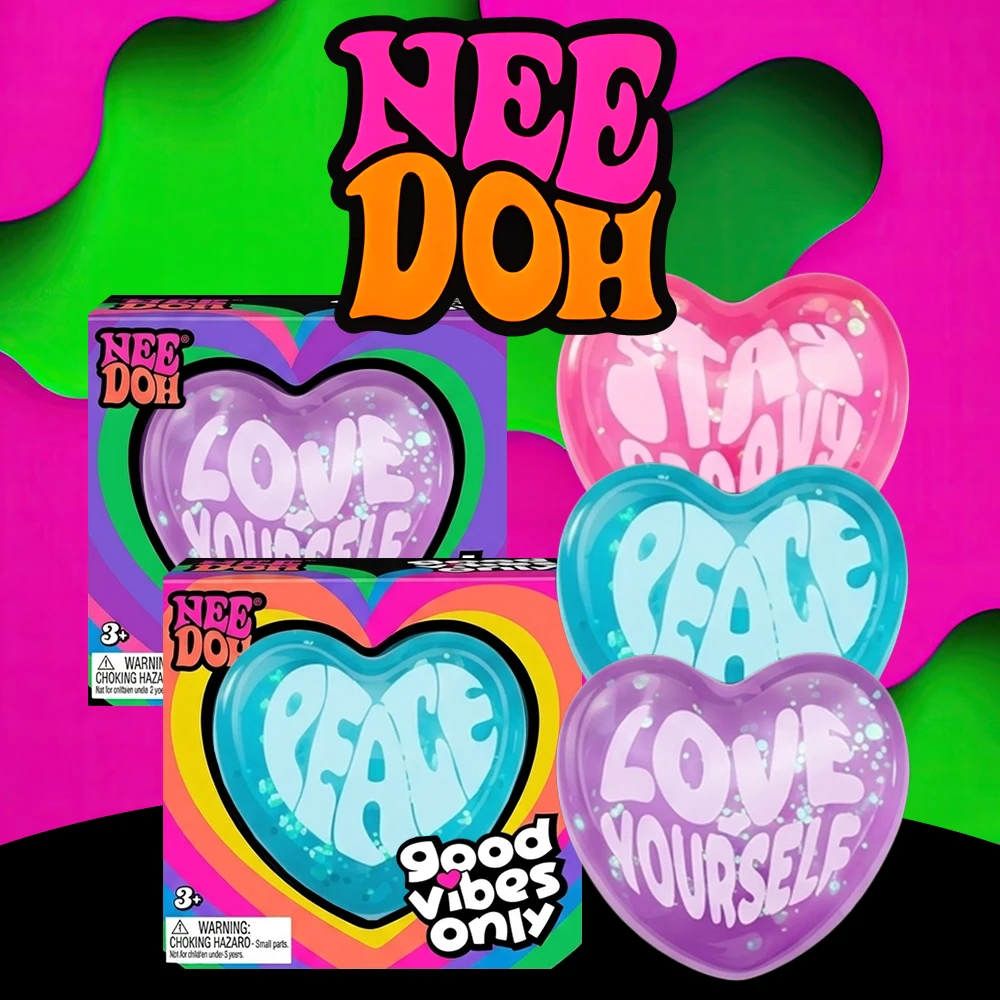 NEEDOH PEACE HEART SQUISH TOY - DISPLAY OF 12