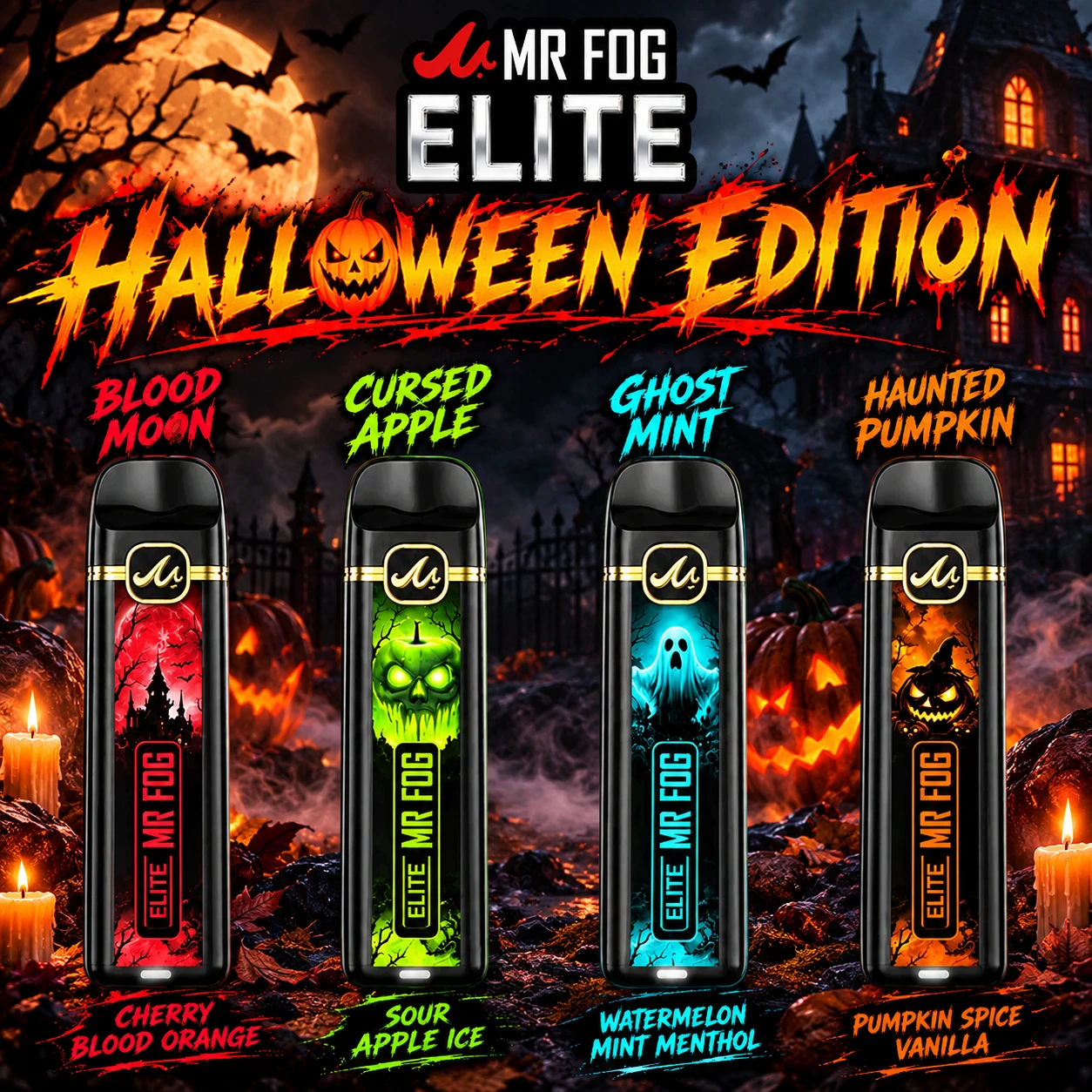MR FOG ELITE HALLOWEEN EDITION (USA COMPLIANT) 5,000 PUFFS DISPOSABLE VAPE - DISPLAY OF 8