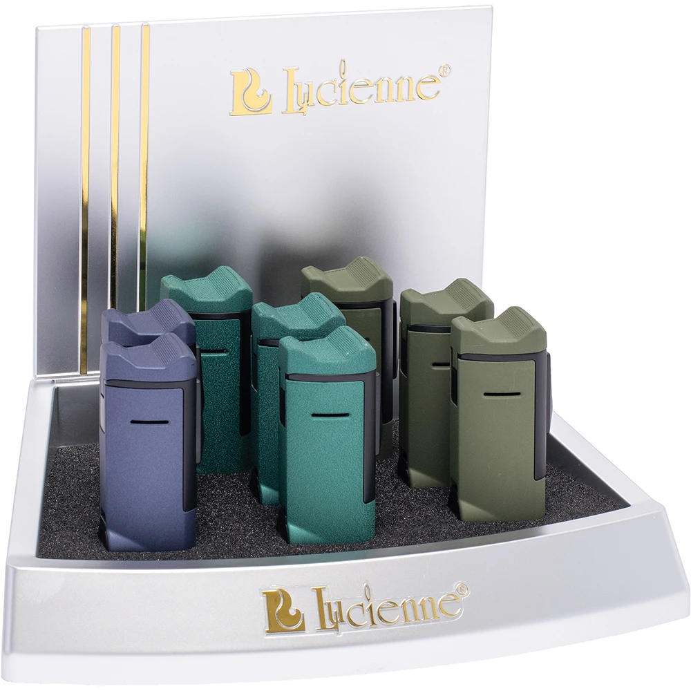 LUCIENNE TRIPLE JET TORCH WITH PUNCH & REST - DISPLAY OF 8