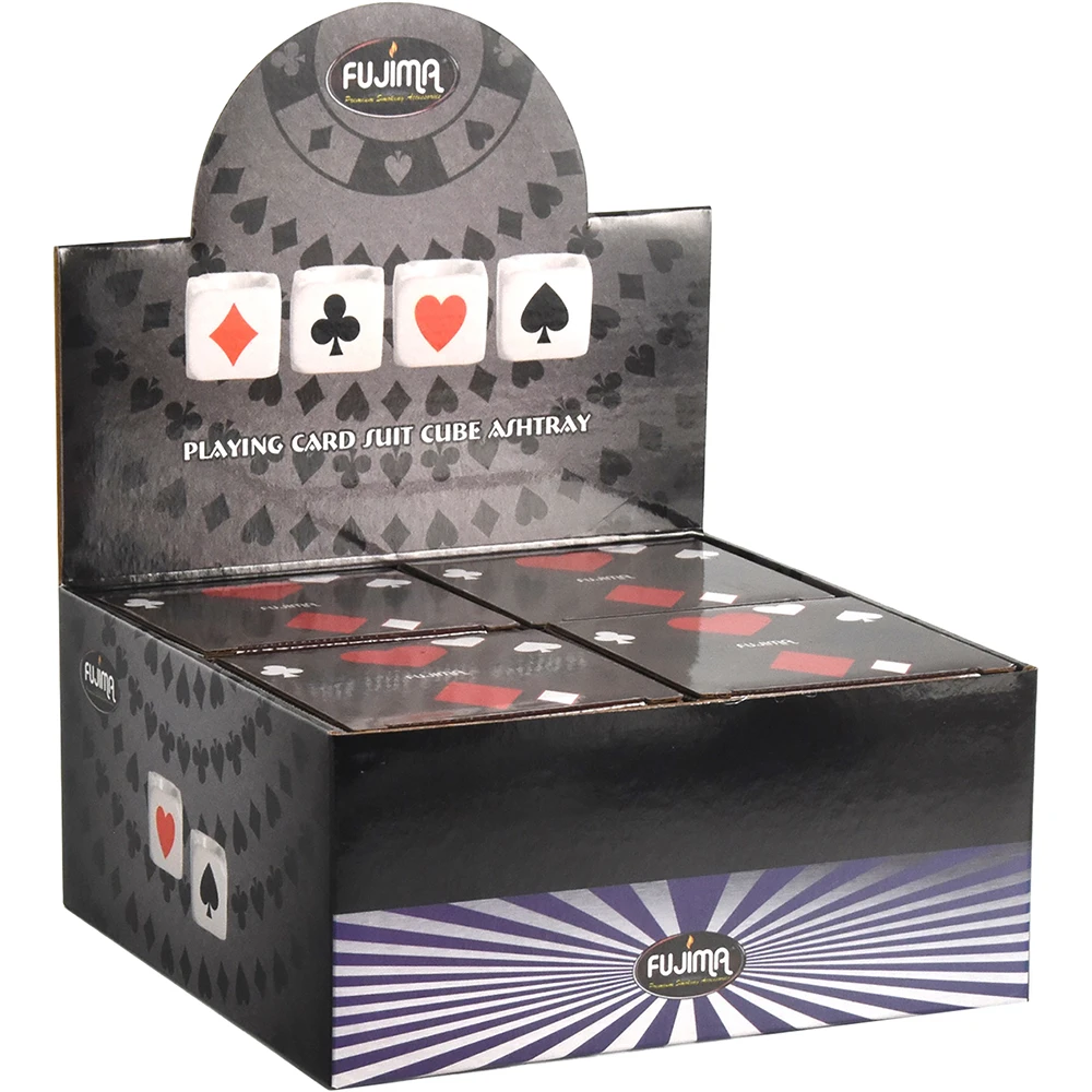 FUJIMA PLAYING CARD SUITS CUBE ASHTRAYS - DISPLAY OF 4