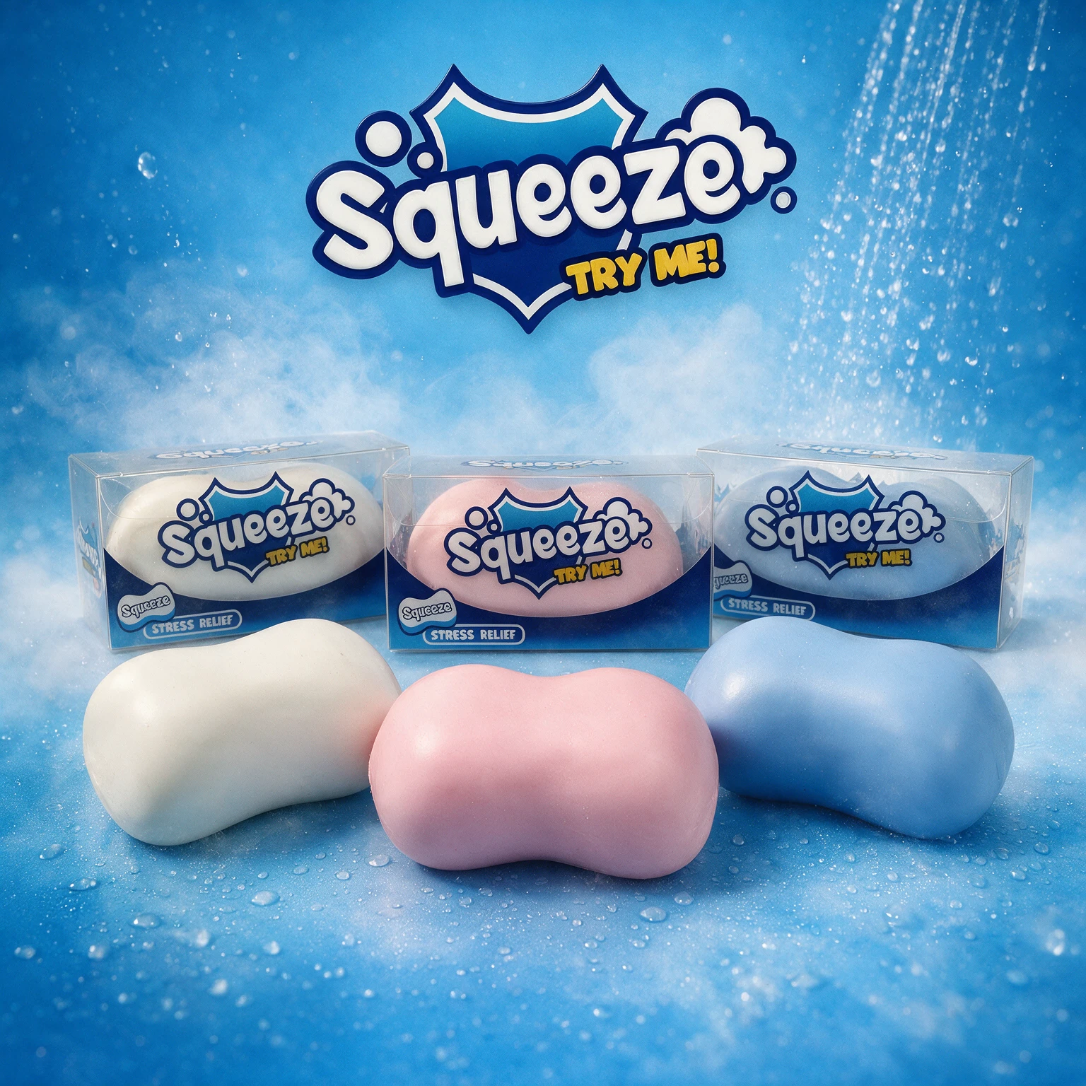 SQUEEZE BALL SQUISH TOY - DISPLAY OF 12