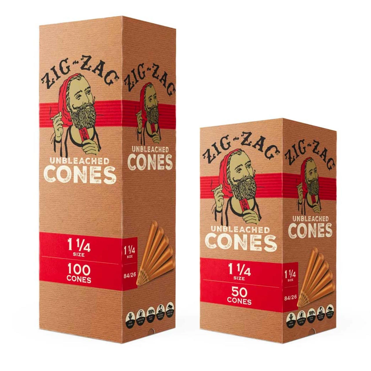ZIG-ZAG UNBLEACHED CONES 1¼ SIZE