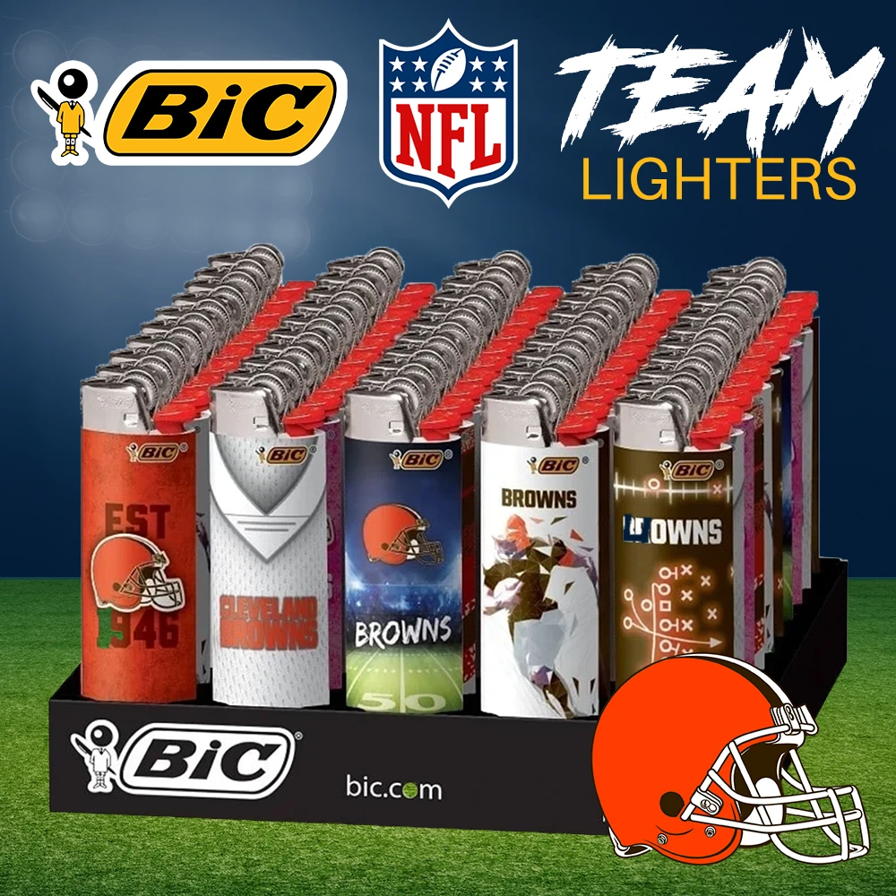 BIC CLEVELAND BROWNS NFL LIGHTER DISPLAY - DISPLAY OF 50