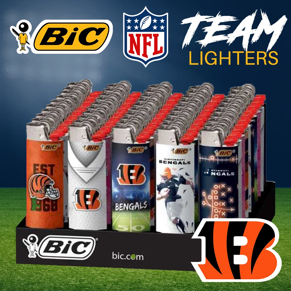 BIC CINCINNATI BENGALS NFL LIGHTERS - DISPLAY OF 50