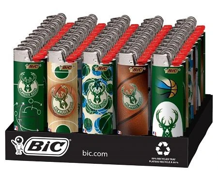 BIC MILWAUKEE BUCKS NBA LIGHTERS - DISPLAY OF 50