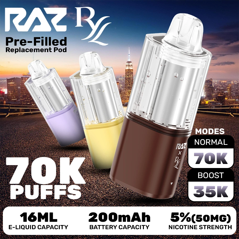 RAZ VUE X RYL 70,000 PUFFS DISPOSABLE VAPE (POD ONLY) - DISPLAY OF 5