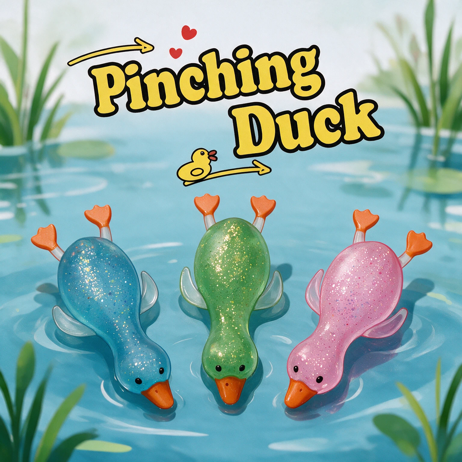 PINCHING DUCK SQUISH TOY - DISPLAY OF 12